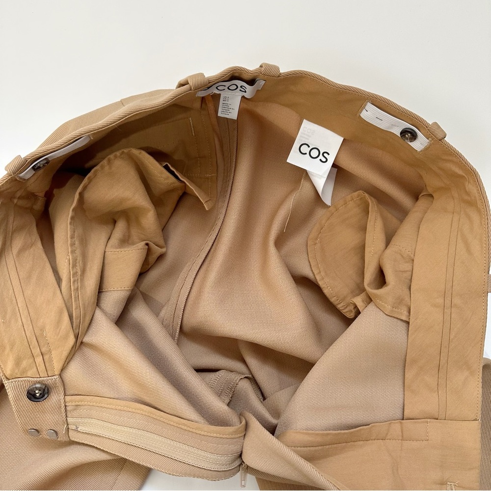 COS Wool High Rise Wide Leg Camel Trousers Sz 4 - Picture 8 of 15